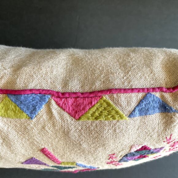 BlueBellGray Linen Blend Embroidered Accent Pillow Down Filled - Picture 5 of 8